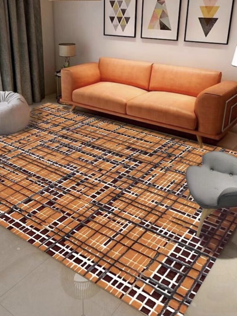 Tấm thảm trải sofa màu cam vàng sáng 